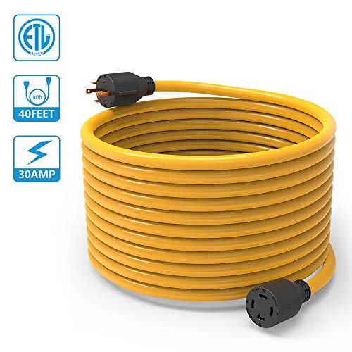 Product Cover BougeRV 40 Feet Nema L14-30 Generator Power Cord Heavy Duty Electric Extension Wire 4 Prong 10 Gauge STW Cable 125/250V 30 Amp 7500 Watts L14-30P / L14-30R For Champion