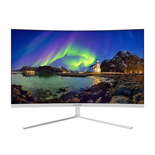 Product Cover VIOTEK NB27CW 27-Inch LED Curved Monitor with Speakers, Bezel-Less Samsung VA Panel, 75Hz 1080P Full-HD FreeSync VGA HDMI VESA, Updated Version (White)