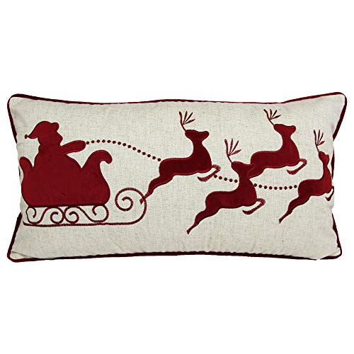 Product Cover Homey COZY Embroidery Velvet Throw Pillow Cover, Merry Christmas Series (Natural)