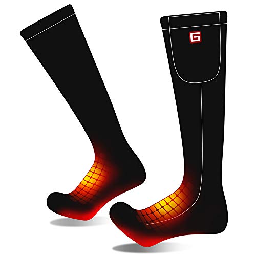 Product Cover Men Women Rechargeable Electric Heated Socks Battery Heat Sox Kit,Sports Outdoor Winter Warm Thermal Insulate Socks,Footwarmer for Climb Hike Ski Hunt,3 Heat,Temparature Adjustable (Black, L)