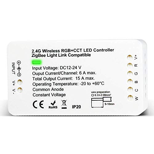 Product Cover GIDERWEL Home Smart Zigbee RGBCCT Strip Controller Compatible with Hue Bridge Amazon Echo Plus Alexa and Lightify Hub for APP/Voice Control 6 Wire RGB Cold White Warm White LED Strips