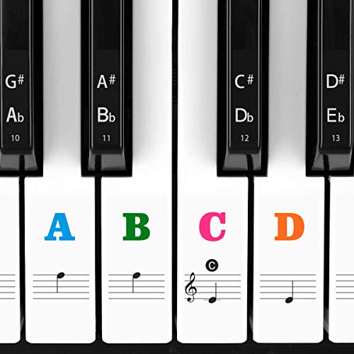 Product Cover Piano Stickers for Keys, Eison Colorful Piano Keyboard Stickers for 88/61/54/49/37 Full Set Stickers Kids Learning Piano, Removable, Leaves No Residue, Multi-Color,Great Children's Gift
