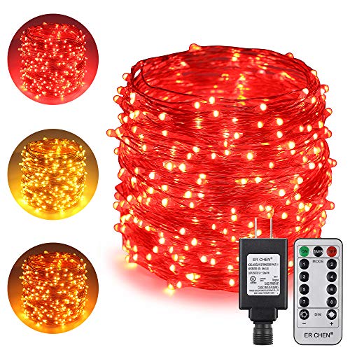 Product Cover ErChen Dual-Color LED String Lights, 165 FT 500 LEDs Plug in Copper Wire Color Changing 8 Modes Dimmable Fairy Lights with Remote Timer for Indoor Outdoor Christmas (Red/Warm White)