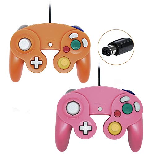 Product Cover Gamecube Controller, Wired Gamepad for Nintendo Wii Console (Pink and Orange)
