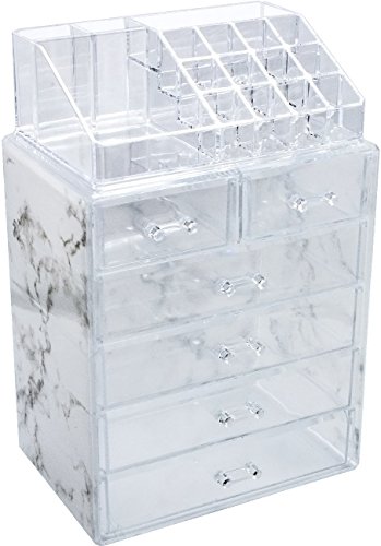 Product Cover Sorbus Luxe Marble Cosmetic Makeup and Jewelry Storage Case Display - Spacious Design - Great for Bathroom, Dresser, Vanity and Countertop (4 Large, 2 Small Drawers, Marble Print)