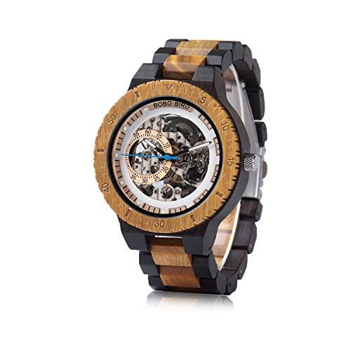 Product Cover BOBO BIRD Mens Wooden Mechanical Watches Luxury Lightweight Large Size Watch for Men with Gife Box