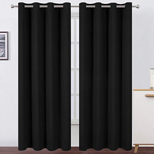 Product Cover LEMOMO Blackout Curtains 52 x 84 inch/Black Curtains Set of 2 Panels/Thermal Insulated Room Darkening Bedroom Curtains