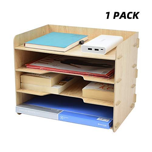 Product Cover TWOHANDS Letter Tray & Stacking Supports - Paper Tray - 4 Tier Desk File Organizer and Storage for Students - School & Office Supplies - File Holder for Desktop - A4 Paper Rack(1 Pack)