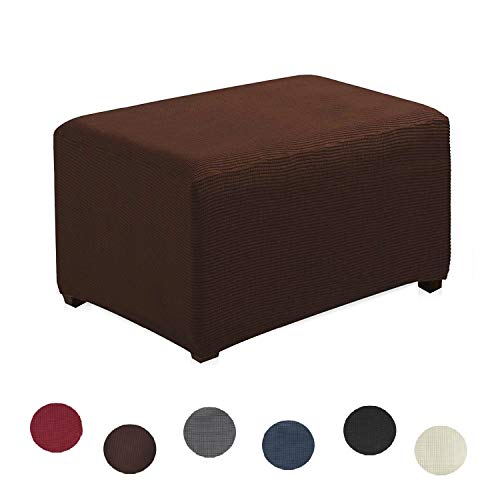 Product Cover Argstar Jacquard Ottoman Cover Fleece Protector Stretch Slipcover Chocolate for Sofa Sets