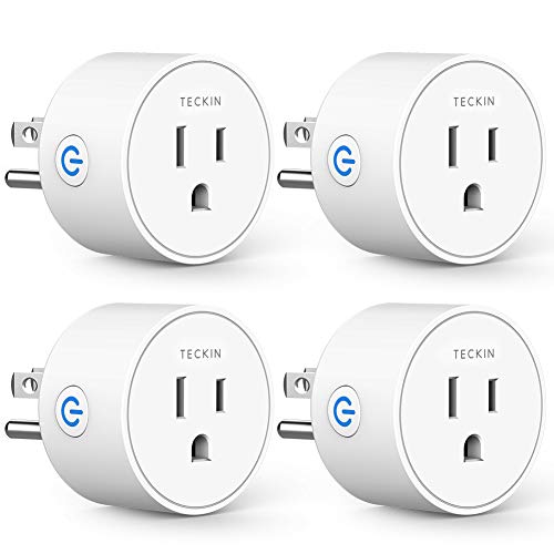 Product Cover Smart Plug Compatible with Alexa Google Assistant IFTTT for Voice Control, Teckin Mini Smart Outlet Wifi Socket with Timer Function, No Hub Required, White FCC ETL Certified