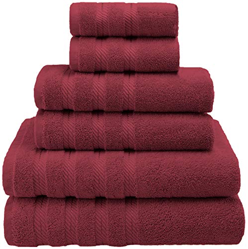 Product Cover American Soft Linen Premium, Luxury Hotel & Spa Quality, 6 Piece Kitchen & Bathroom Turkish Genuine Cotton Towel Set, for Maximum Softness & Absorbency, [Worth $72.95] Burgundy