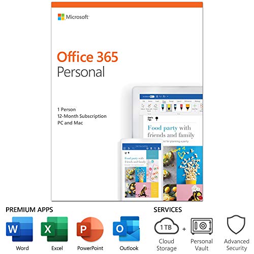 Product Cover Microsoft Office 365 Personal | 12-month subscription, 1 person PC/Mac Key Card, English