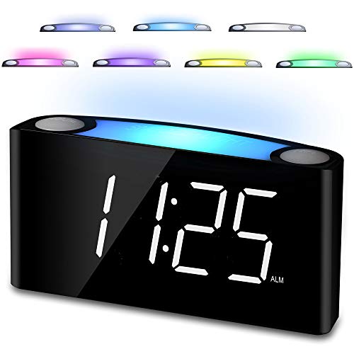 Product Cover Alarm Clock for Bedrooms - 7 Colored Night Light, 2 USB Chargers, Large Digital LED Display & Full Dimmer, 12/24 Hour & DST, Loud Alarm, Big Snooze, Easy to Set, Adjustable Ringer for Kids Teens Boys Girls Elderly Seniors Heavy Sleepers, AC