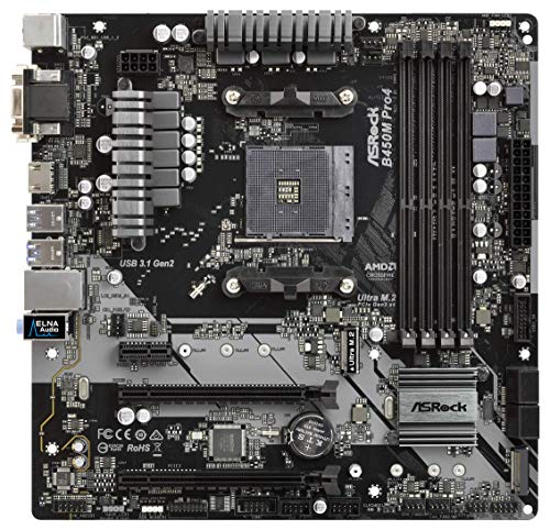 Product Cover ASRock B450M PRO4 AM4 AMD Promontory B450 SATA 6Gb/s USB 3.1 HDMI Micro ATX AMD Motherboard