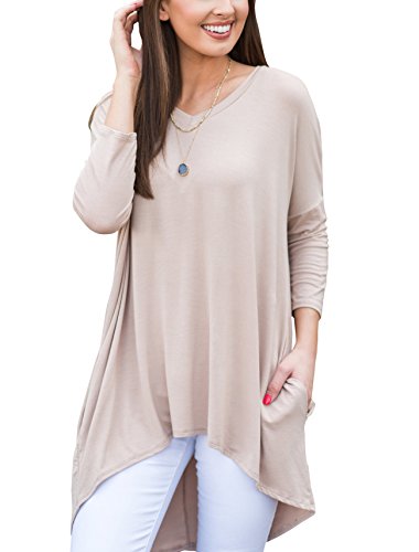 Product Cover PRETTODAY Women's Basic Tunic Tops Long Sleeve Casual Blouses with Pockets