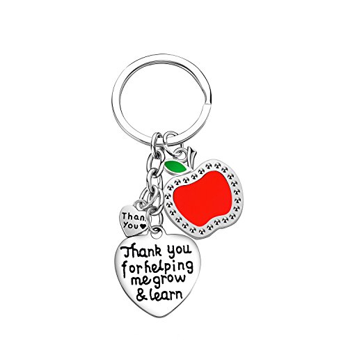 Product Cover Teacher Keychain Thank You Gifts Thank You for Helping Me Grow and Learn Teacher Appreciation Jewelry