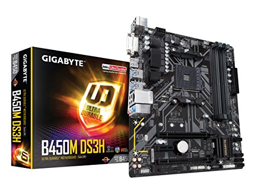 Product Cover GIGABYTE B450M DS3H (AMD Ryzen AM4/M.2/HMDI/DVI/USB 3.1/DDR4/Micro ATX/Motherboard)