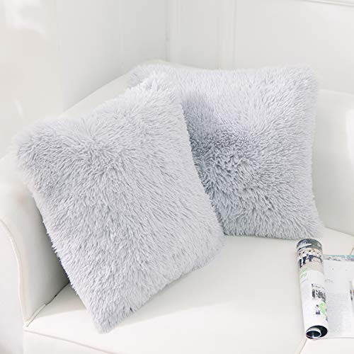 Product Cover NordECO HOME Luxury Soft Faux Fur Fleece Cushion Cover Pillowcase Decorative Throw Pillows Covers, No Pillow Insert, 18