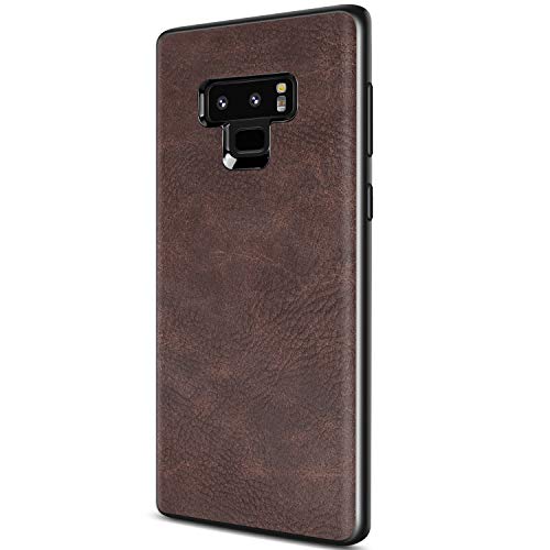 Product Cover SALAWAT Samsung Galaxy Note 9 Case, Slim PU Leather Vintage Shockproof Phone Case Cover Lightweight Premium Soft TPU Bumper Hard PC Hybrid Protective Case for Samsung Galaxy Note 9 (Dark Brown)