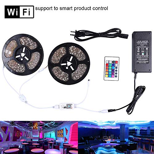 Product Cover Miheal LED Light Strip, Wifi Wireless Smart Phone Controlled Strip Light Kit 65.6ft 5050 RGB 600LEDs Lights with DC12V UL Rope Light,Working with Android and IOS System,IFTTT, Google Assistant