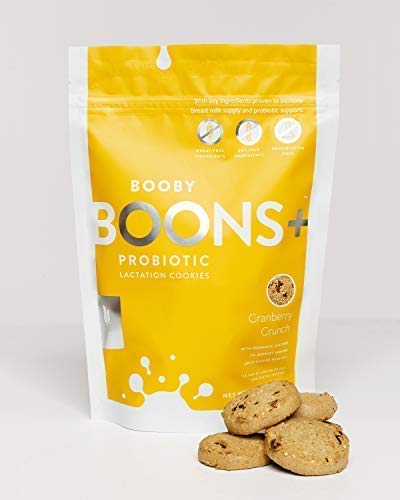 Product Cover Booby Boons+ Probiotic Lactation Cookies, Cranberry Crunch. Larger 10.5oz Bag. 1 Billion Probiotics Per Serving, Gluten Free, Fenugreek-Free & Soy-Free. Kosher & Made with Love by Stork and Dove.
