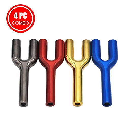 Product Cover 4 PC Double Barrel Tube Nasal Sniffer Snorter Straw Double Barrel Snuff Straw Nasal Bullet Snorter Sniffer Metal Multi-Purpose Y-Shaped Mini Snuff Bottle