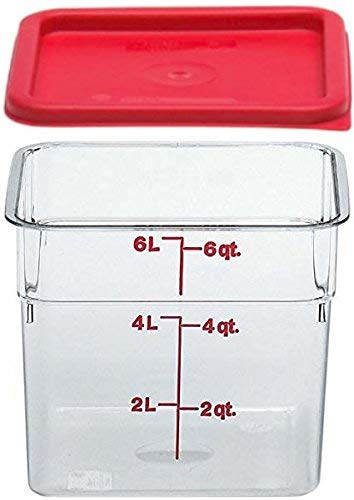Product Cover Cambro SFC6451, Clear, Li 6SFSCW135 Camsquare Food Container, 6-Quart, Polycarbonate, NSF with Lid, 6 Qt