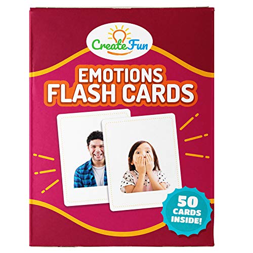 Product Cover CreateFun Feelings and Emotions Flash Cards | 50 Emotion Development Educational Photo Cards | 7 Starter Learning Games for Your Classroom, Speech Therapy Materials and ESL Teaching Materials