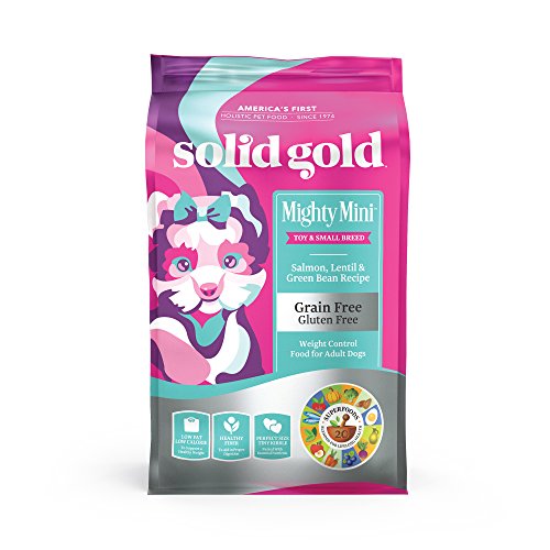Product Cover Solid Gold - Mighty Mini with Cold Water Salmon, Lentil & Green Bean Recipe - Grain Free & Gluten-Free - Holistic Weight Control Adult Dry Dog Food for Toy & Small Breeds - 11lb Bag