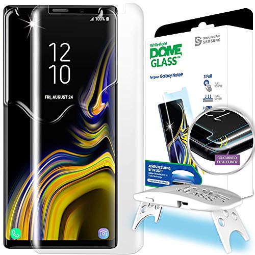 Product Cover Galaxy Note 9 Screen Protector, [Dome Glass] Full 3D Curved Edge Tempered Glass Shield [Liquid Dispersion Tech] Easy Install Kit by Whitestone for Samsung Galaxy Note 9 (2018) - 1 Pack