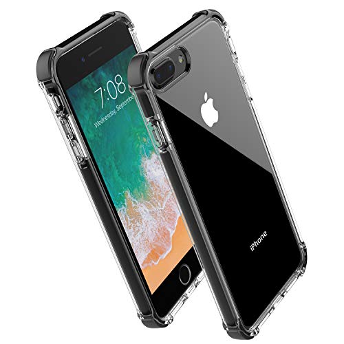 Product Cover Noii for iPhone 8 Plus case iPhone 7 Plus case, Clear Hybrid Drop Protection case,[TPE Super Rubber Bumper] Shockproof case,Upgraded Reinforced Edges Technology,Heavy Duty Protective Cover -Black