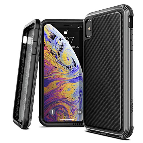 Product Cover X-Doria Defense Lux, iPhone Xs Max Case - Military Grade Drop Tested, Anodized Aluminum, TPU, and Polycarbonate Protective Case for Apple iPhone Xs Max, 6.5 Inch Screen, (Black Carbon Fiber)