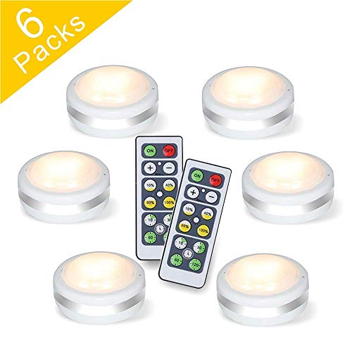 Product Cover Starxing Wireless 4000K Natural LED Battery Operated Puck Lights with Remote Control (Silver)