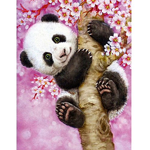 Product Cover MXJSUA 5D Diamond Painting by Number Kit DIY Crystal Rhinestone Arts Craft Picture Supplies for Home Wall Decor Panda 12.6x16In