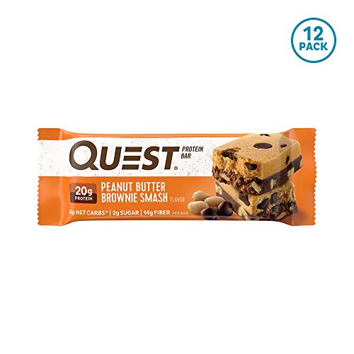 Product Cover Quest Nutrition Peanut Butter Brownie Smash Protein Bar, High Protein, Low Carb, Gluten Free, Keto Friendly, 12 Count