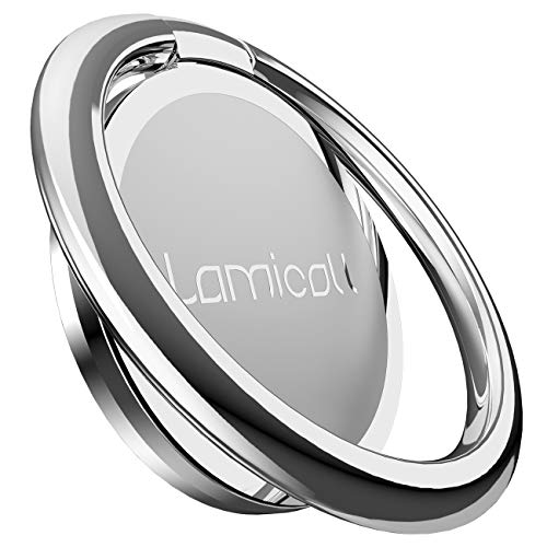 Product Cover Phone Ring holder, Lamicall Finger Ring Stand : Universal Cell Phone cradle Kickstand Compatible with iPhone Xs Max XR X 8 7 6 6s plus 5s, Samsung Galaxy S8 S7 S6, All Android Smartphone - Silver - 02