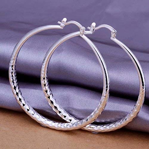 Product Cover Classic Silver Big Hoop Earrings, Fashion Silver Large Round Huggie Hoops Earring Wedding Jewelry Gifts for Women Teen Girls