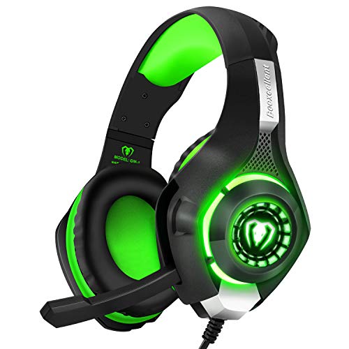Product Cover BlueFire Professional 3.5mm PS4 Gaming Headset Headphone with Mic and LED Lights for Playstation 4, Xbox one,Laptop, Computer (Green)