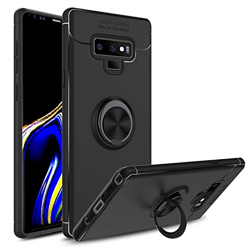 Product Cover Venoro Galaxy Note 9 Case, 360 Degree Rotatable Ring Stand and Ring Holder Kickstand Fit Magnetic Car Mount Slim Soft Protective Case Cover for Samsung Galaxy Note 9 / SM-N960U (Black)