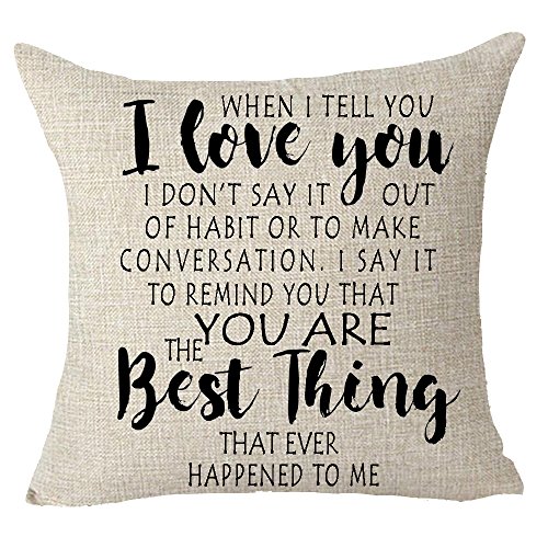 Product Cover FELENIW I Love You You're The Best Things That Ever Happened to Me Girlfriends Boyfriends Wife Husband Couple Gift Throw Pillow Cover Cushion Case Cotton Linen Material Decorative 18x18 inches