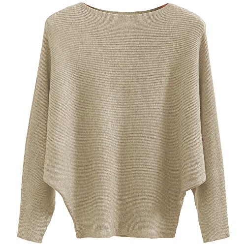 Product Cover GABERLY Boat Neck Batwing Sleeves Dolman Knitted Sweaters and Pullovers Tops for Women