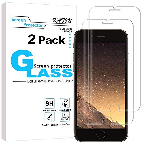 Product Cover Katin iPhone 8 Plus 7 Plus Screen Protector - [2-Pack] for Apple iPhone 8 Plus, iPhone 7 Plus (5.5-Inch) Tempered Glass Bubble Free with Lifetime Warranty