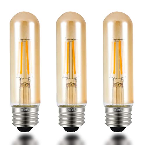 Product Cover T10 LED Bulbs 2200K Warm White, 4W Amber Colored Tubular Edison Light Bulbs, E26 Medium Base,40 Watt Equivalent, Dimmable Tube Vintage Led Bulbs, LED Filament Bulb for Desk Lamp, Display Pendant Light