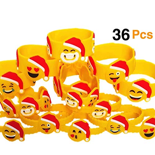Product Cover OHill Christmas Wristbands 36Pcs Christmas Bracelets Emoji Wristbands for Xmas Party Favors Supplies, Party Goodie Bags