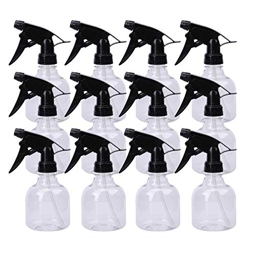 Product Cover Bekith 12 Pack 8 Oz Empty Plastic Spray Bottle with Black Trigger Sprayers - Adjustable Head Sprayer from Fine to Stream - Refillable Sprayer for Water, Kitchen, Bath, Beauty, Hair, and Cleaning