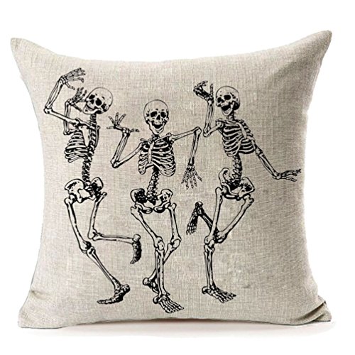 Product Cover MFGNEH Halloween Skull Pillow Covers, Home Decor Cotton Linen Sofa Throw Pillow Case Cushion Cover 20