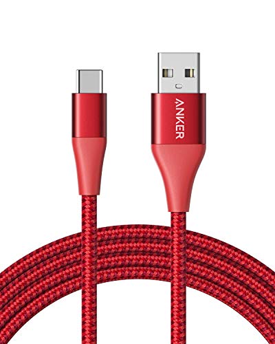 Product Cover Anker Powerline+ II USB-C to USB-A Cable (6ft), for Samsung Galaxy S10 / S9 / S9+ / S8/S8+/Note 8, LG V20/G5/G6, iPad Pro 2018 and More (Red)