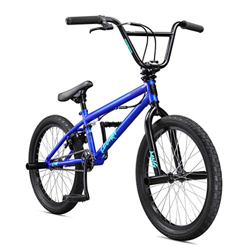 Product Cover Mongoose Legion L10 Freestyle BMX Bike for Beginner Riders, Featuring Hi-Ten Steel Frame and Micro Drive 25x9T BMX Gearing with 20-Inch Wheels, Blue