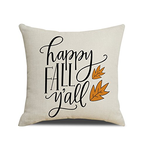 Product Cover RUOAR Happy Fall Yall Pillow Cover Autumn Happy Season Pillow Fall Decor Cushin Cover 18x18 inch