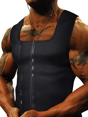 Product Cover Goldenstarsport Men Waist Trainer Vest for Weightloss Sauna Sweat Suit Neoprene Compression Sweat Vest for Slimming Sauna Tank Top Double Zipper Workout Shirt Adjustable